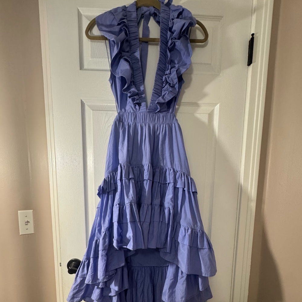 Chic Lavender High-Low Ruffle Dress - Picture 6 of 6
